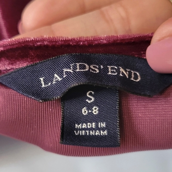 Land's End purple velvet long sleeve drape neck top women's small size 6 - 8 - Picture 6 of 16